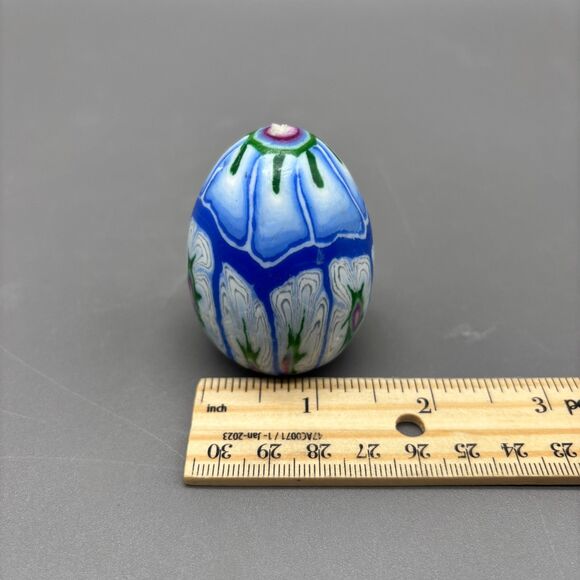 Vintage Millefiori Egg Glow Candle Mosaic Handcrafted 1990s Y2K Blue / Purple 2" - Picture 3 of 5